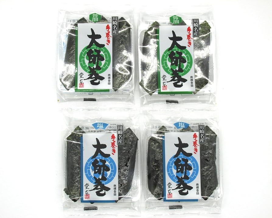川崎名産堂本製菓大師巻3本入4袋巾着MIX2箱 Amazon.co.jp: 大師巻 1袋 3本入り 8袋 醤油味4袋 塩味4袋 自宅